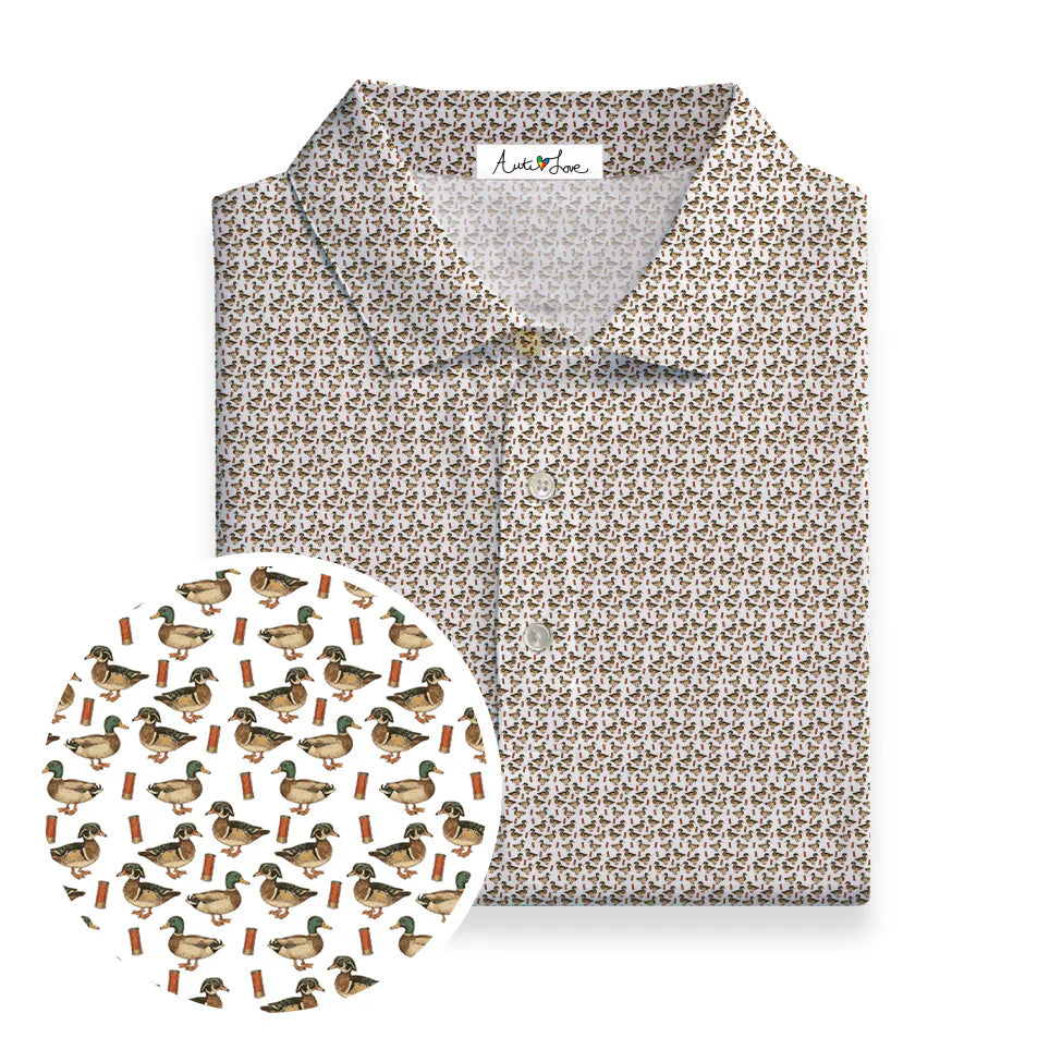 Autilove | Youth Ducks and Shells Polo, White