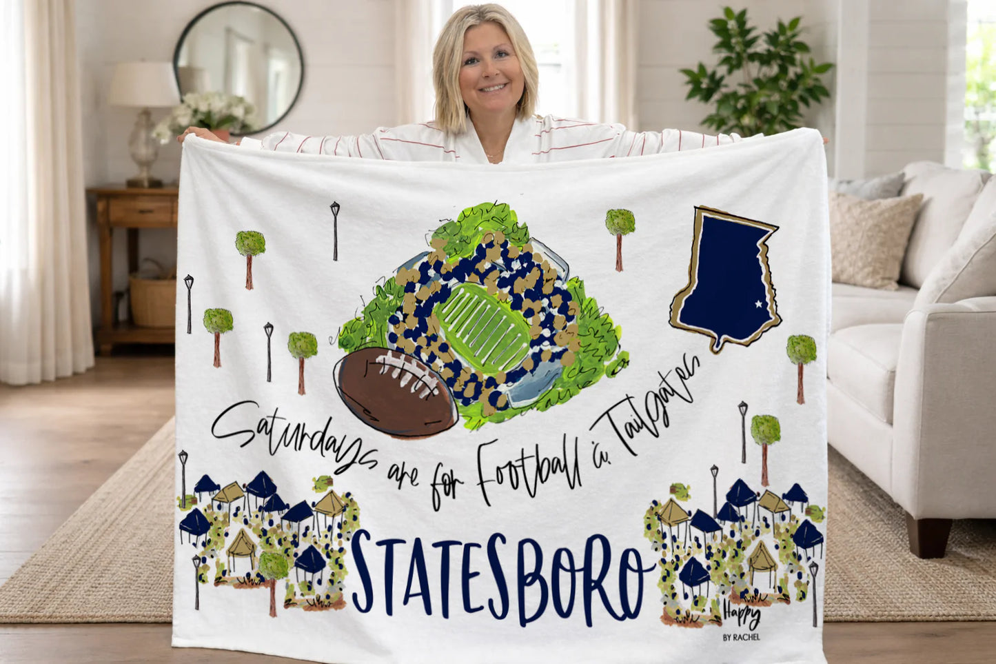 Happy by Rachel | Statesboro Gameday Fleece Blanket