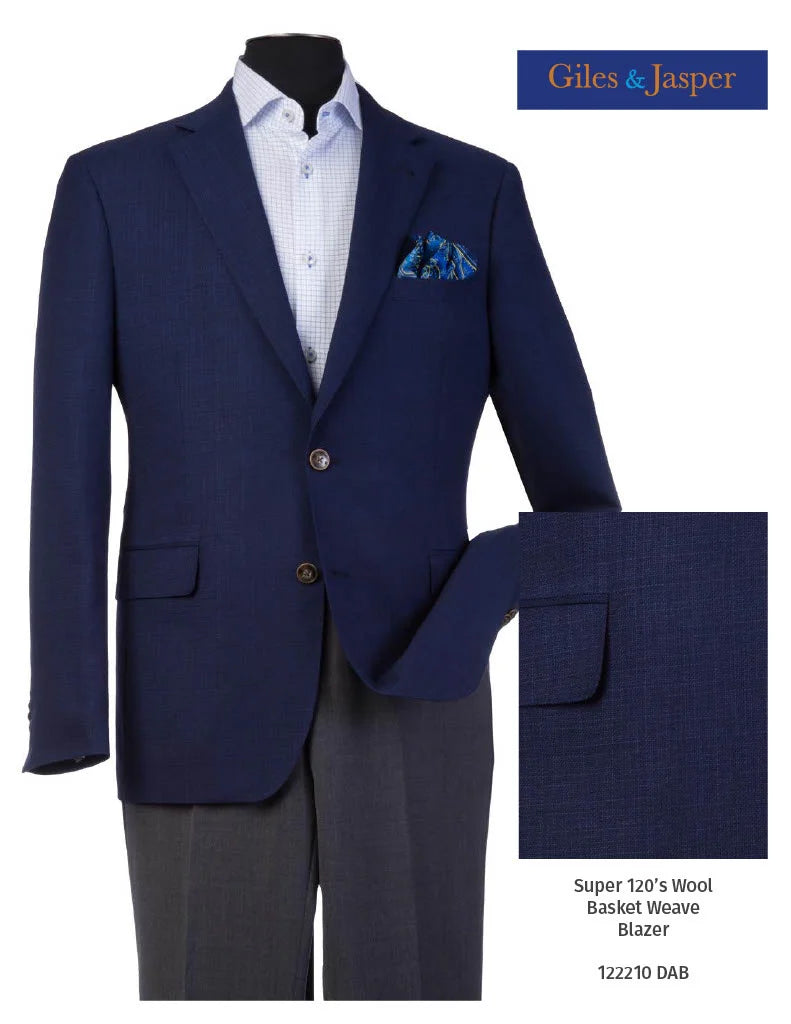 Giles & Jasper | Blazer, Navy Basket Weave