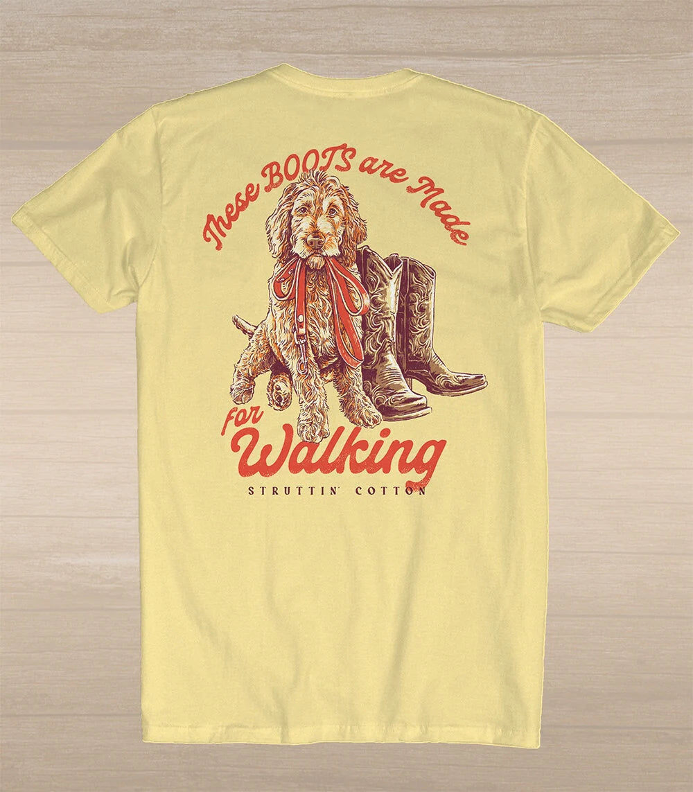 Struttin' Cotton | Doodle Boots Tee, Sunshine Yellow