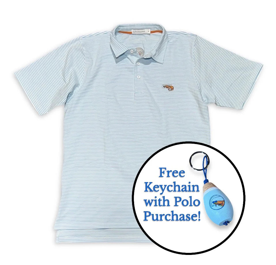 Pimp Shrimp | Light Blue Striped Polo