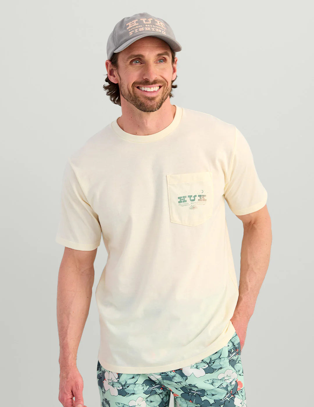 Huk | Western Wild Short Sleeve Pocket Tee, Egret