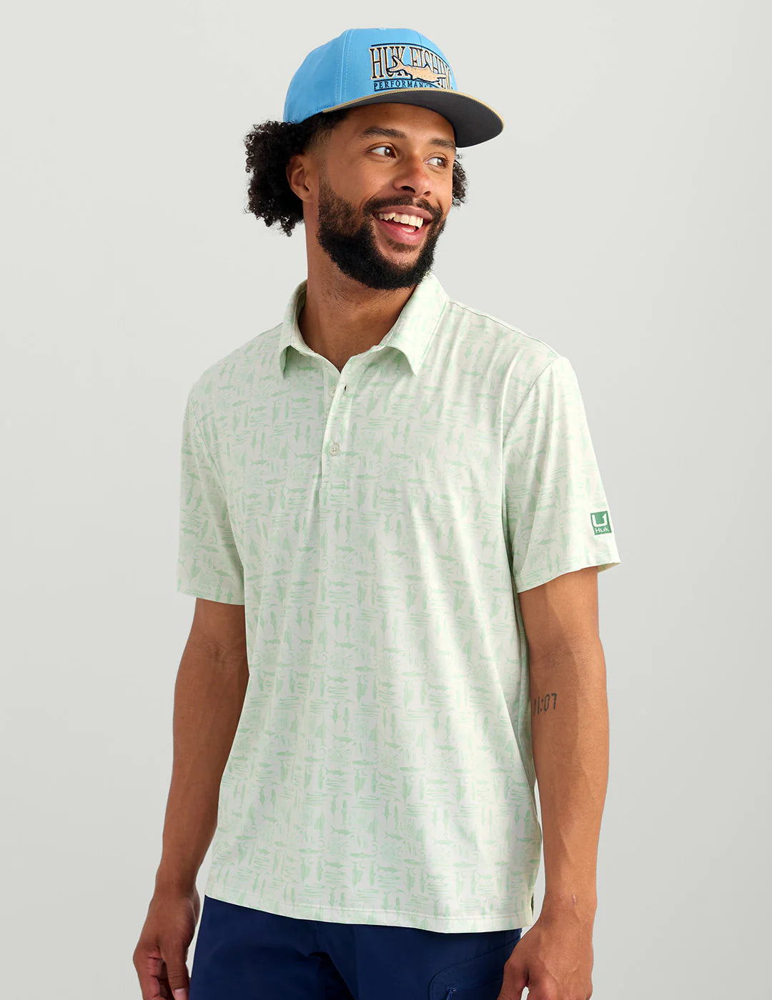 Huk | Pursuit Printed Polo, Egret