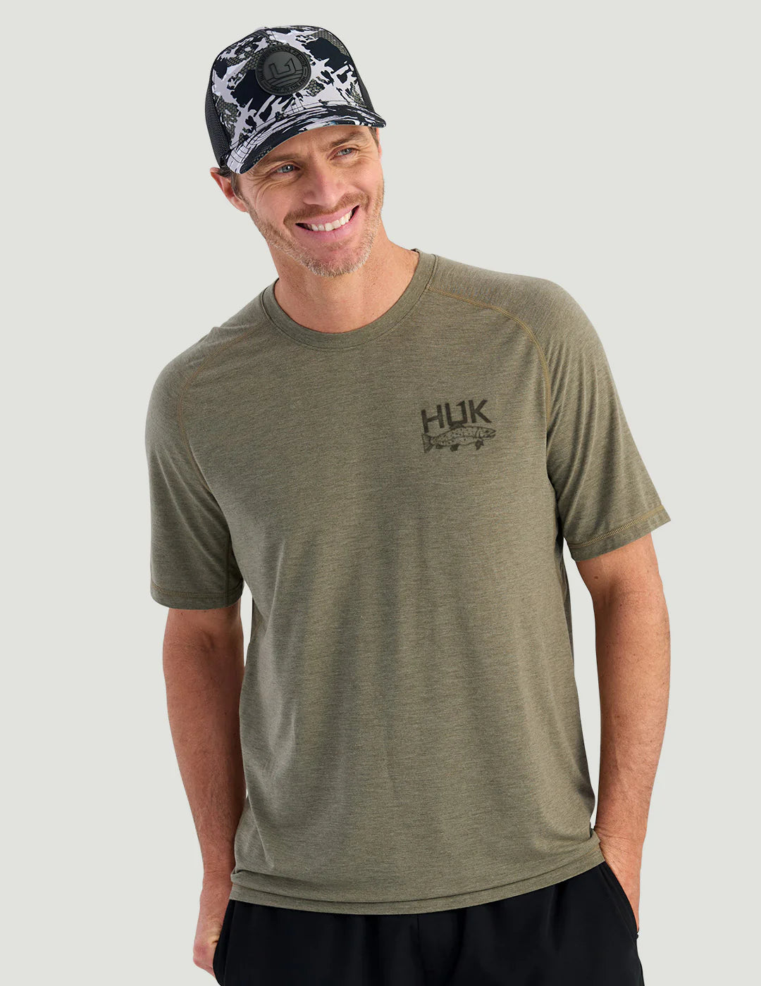 Huk | Drift Performance Tee, Heather Moss