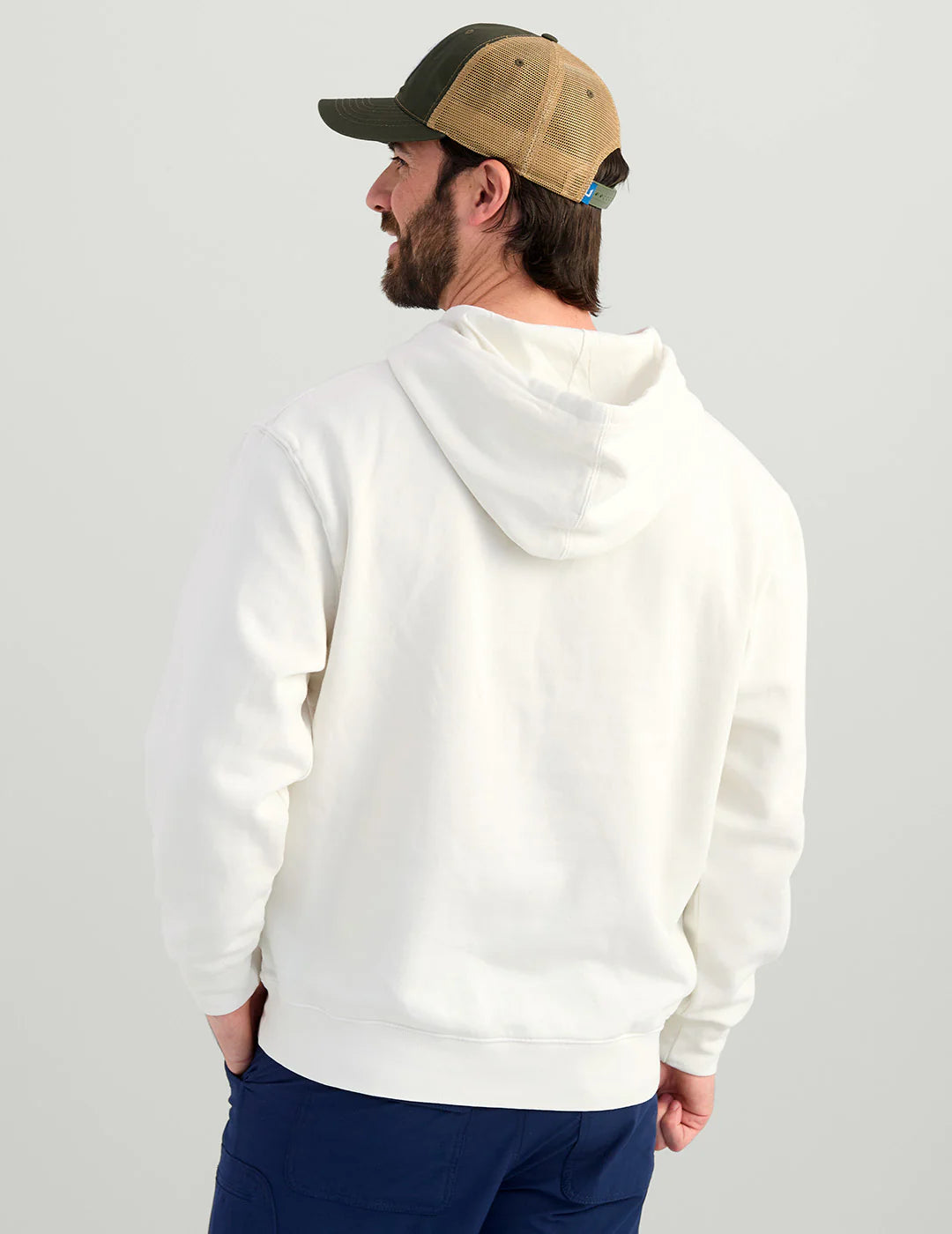 Huk | Barb U Cotton Fleece Hoodie, Egret