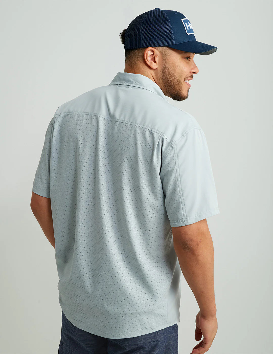 Huk | Tide Point Short Sleeve Button Down, Harbor Mist