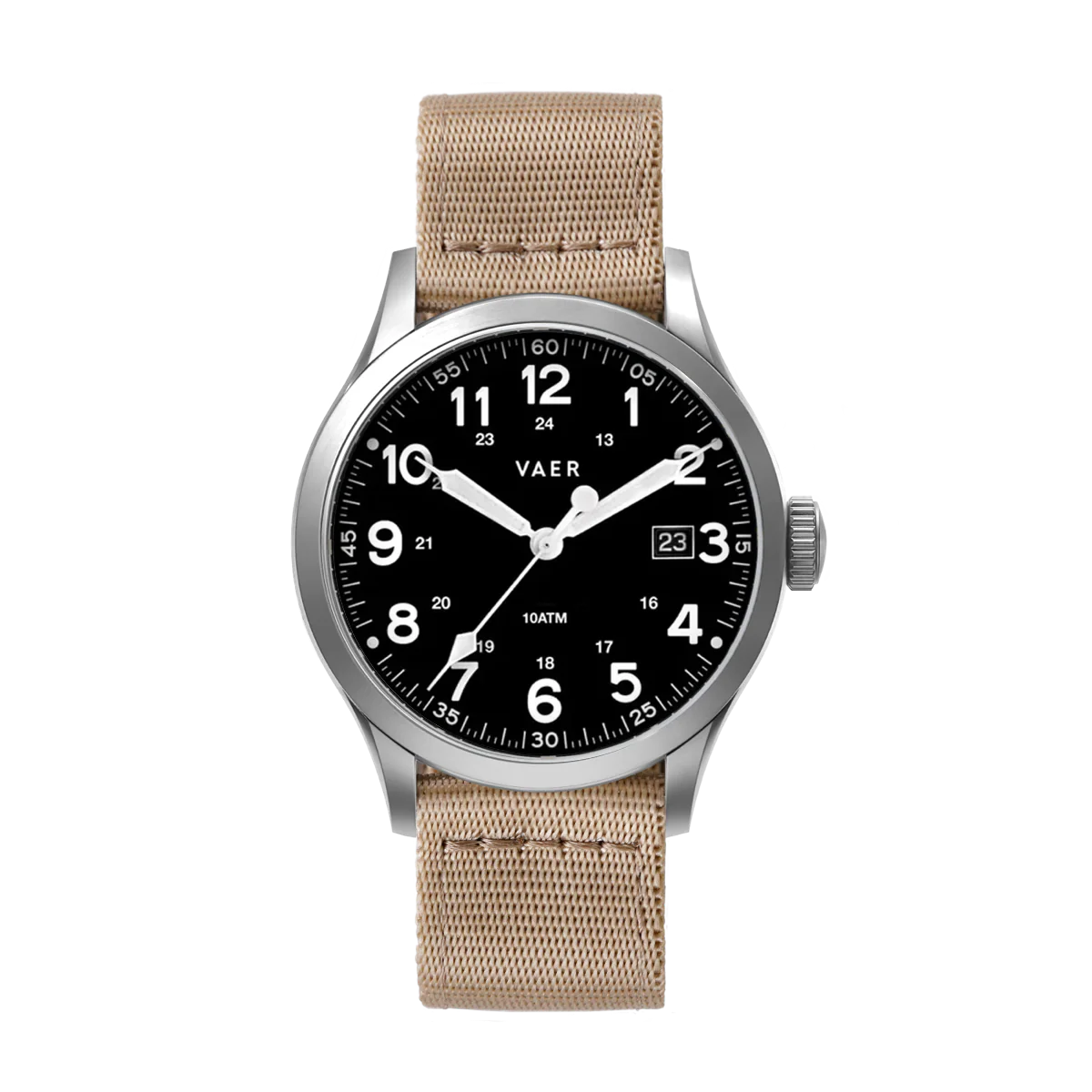 Vaer Watch, S5 Calendar Field Black - 40mm Quartz | Khaki