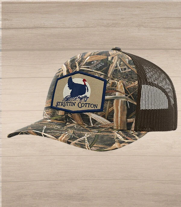 Struttin' Cotton | Turkey Sunrise Patch on Mossy Oak & Brown Hat