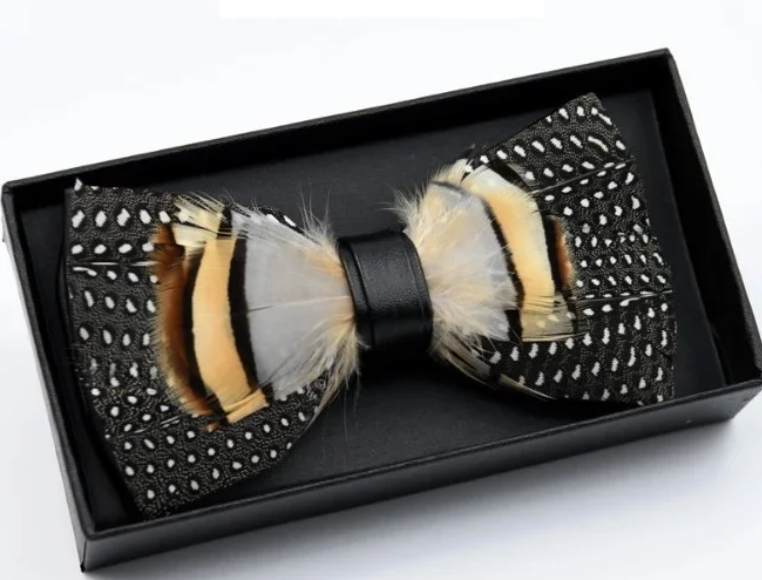 Tyed By Dede | Wild Feather Bow Tie W/free Lapel Pin Set