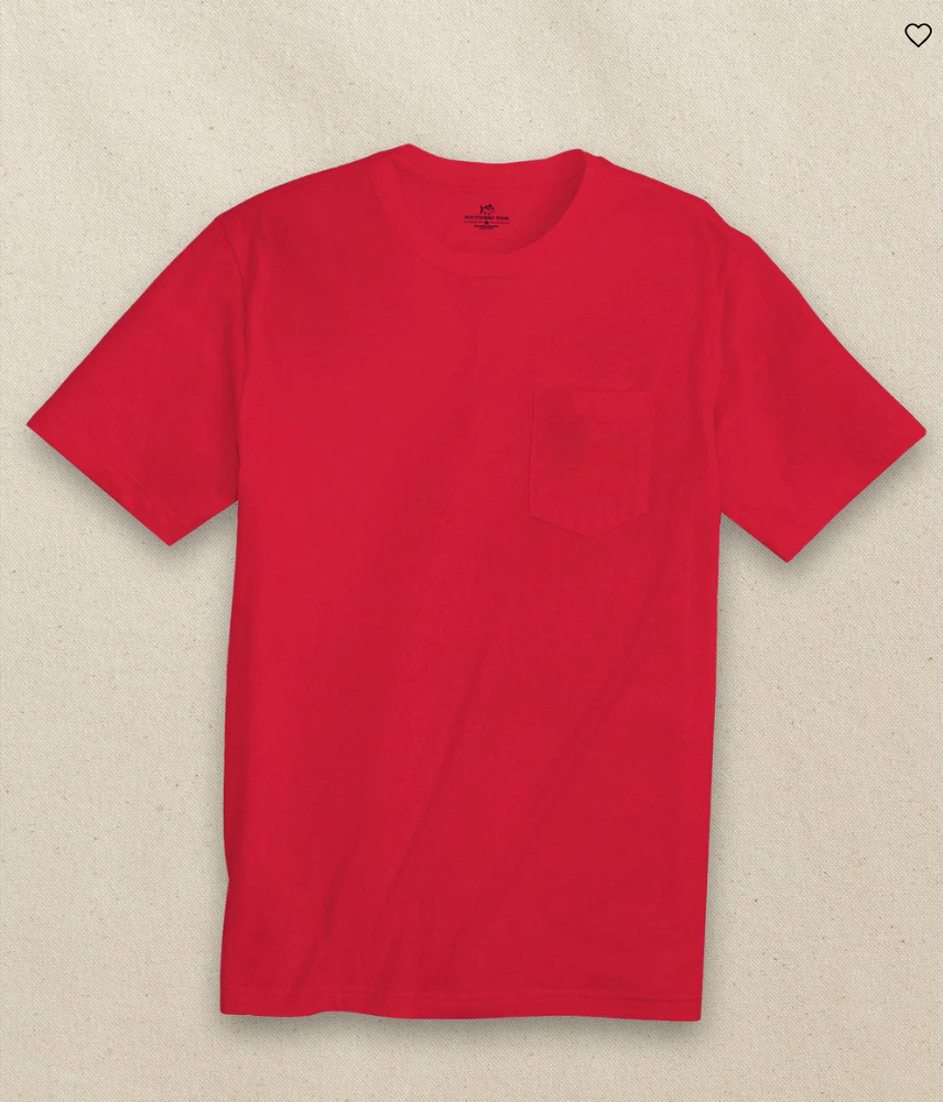 Southern Tide- Blank Red Tee W Pocket