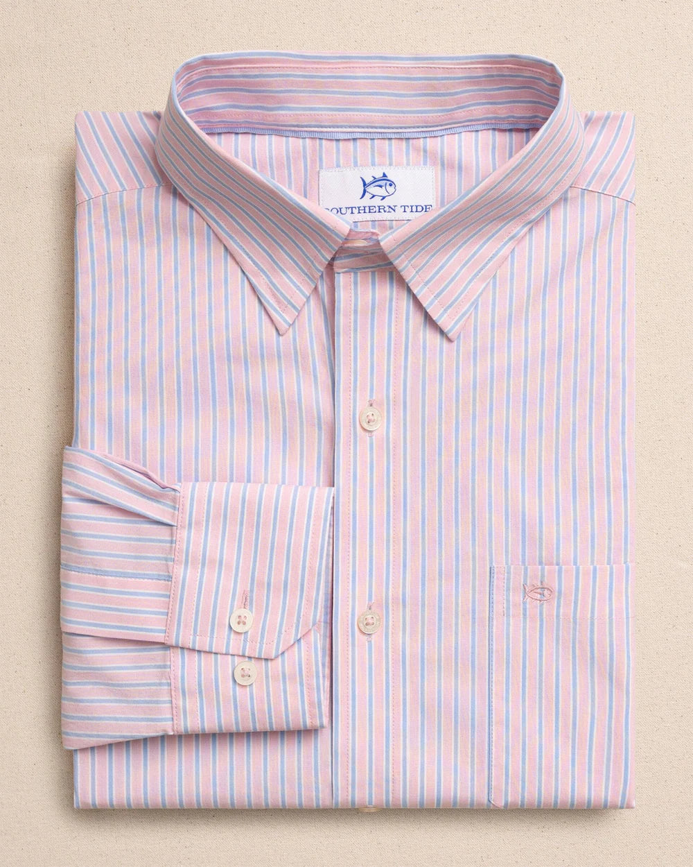 Southern Tide | Stripe Sport Shirt - Sea Pink