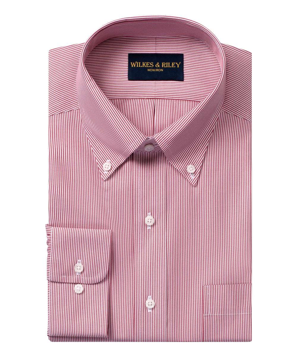 Tailored Fit Burgundy Fine Line Button-Down