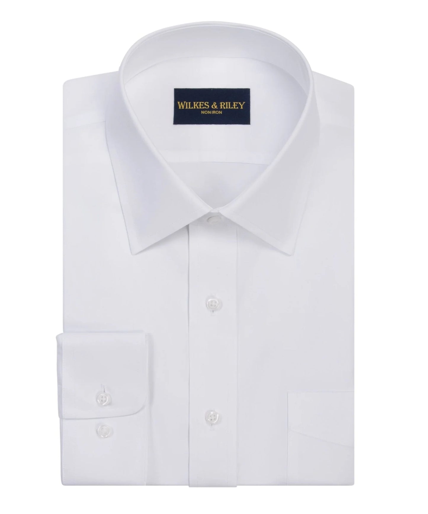 Wilkes & Riley | White Pinpoint Oxford Non-Iron Dress Shirt - Spread Collar