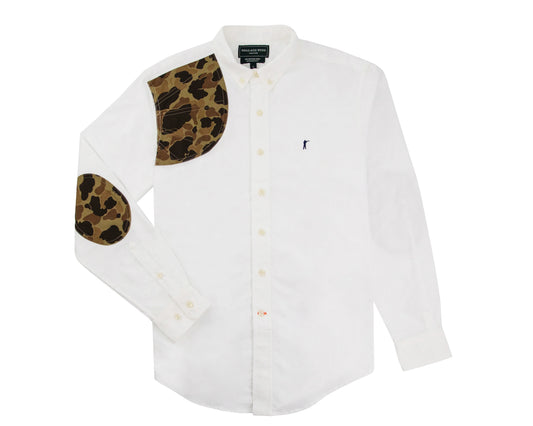 Ball + Buck | Sportsman Shirt, White with Original Camo
