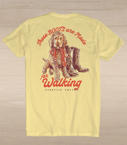 Struttin' Cotton | Doodle Boots Tee, Sunshine Yellow
