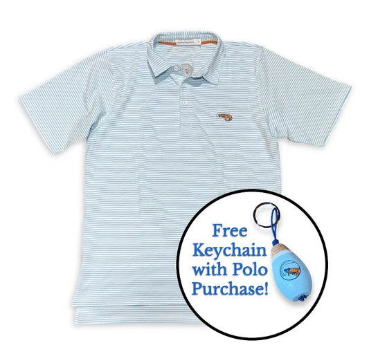 Pimp Shrimp | Light Blue Striped Polo