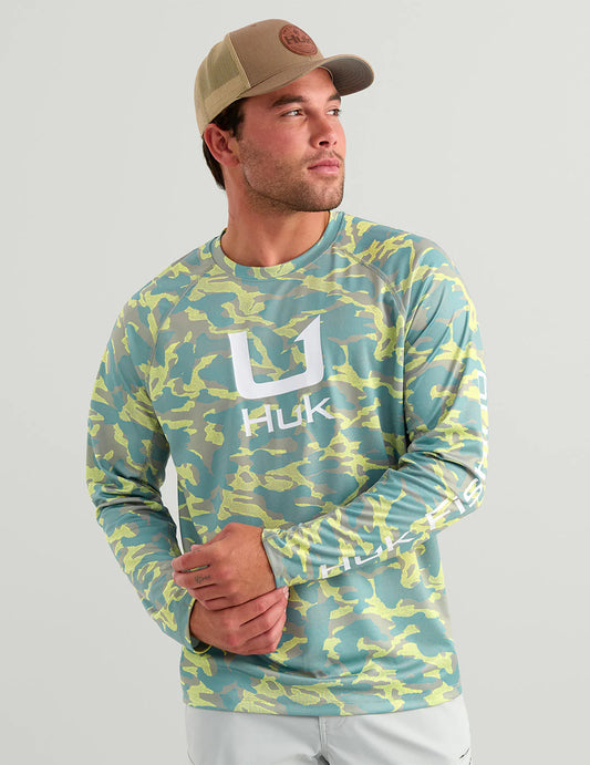Huk | Printed Performance Crew, Seagrass Camo
