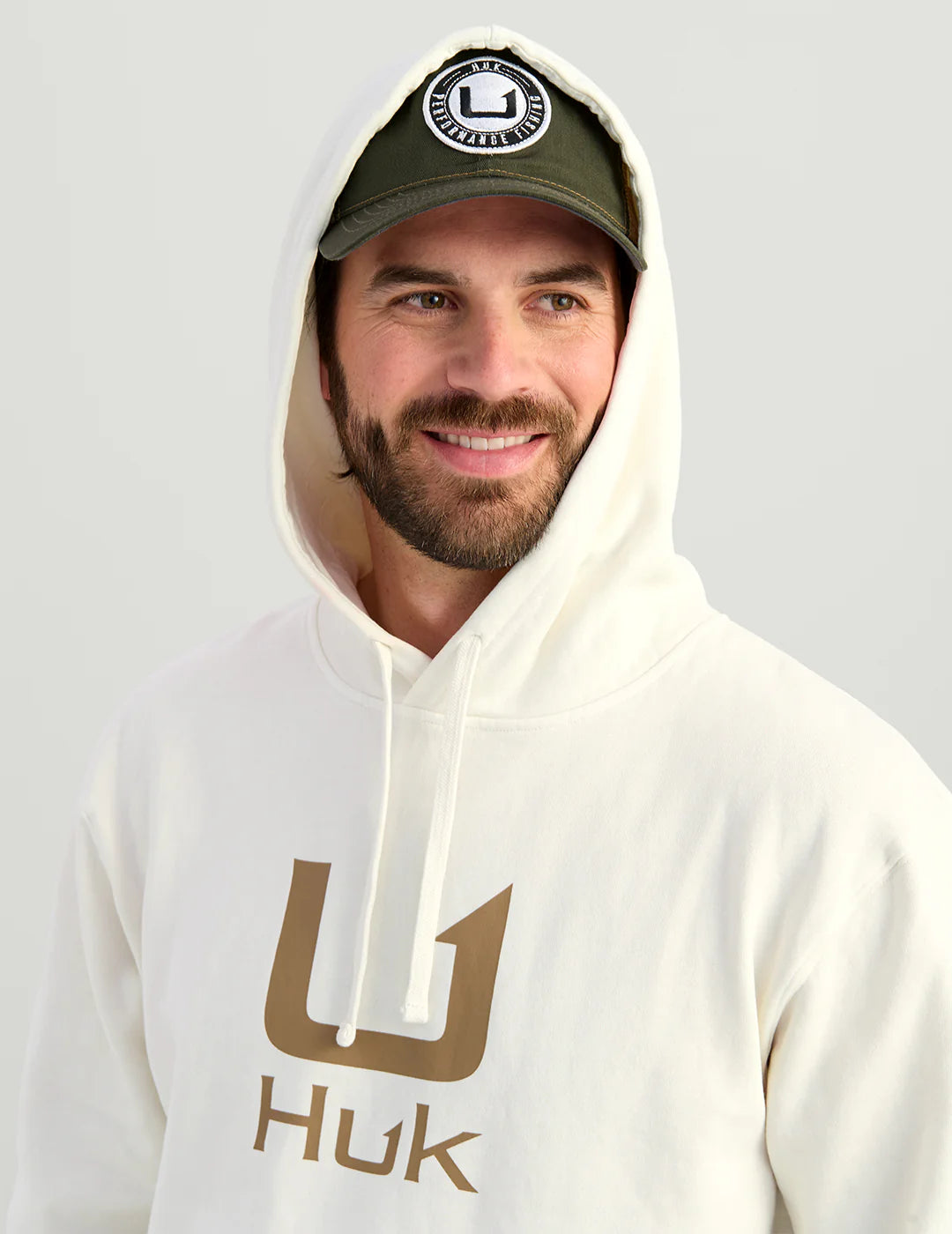 Huk | Barb U Cotton Fleece Hoodie, Egret