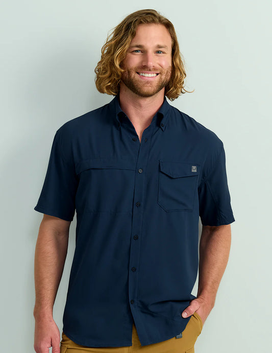 Huk | Tide Point Short Sleeve Button Down, Naval Academy