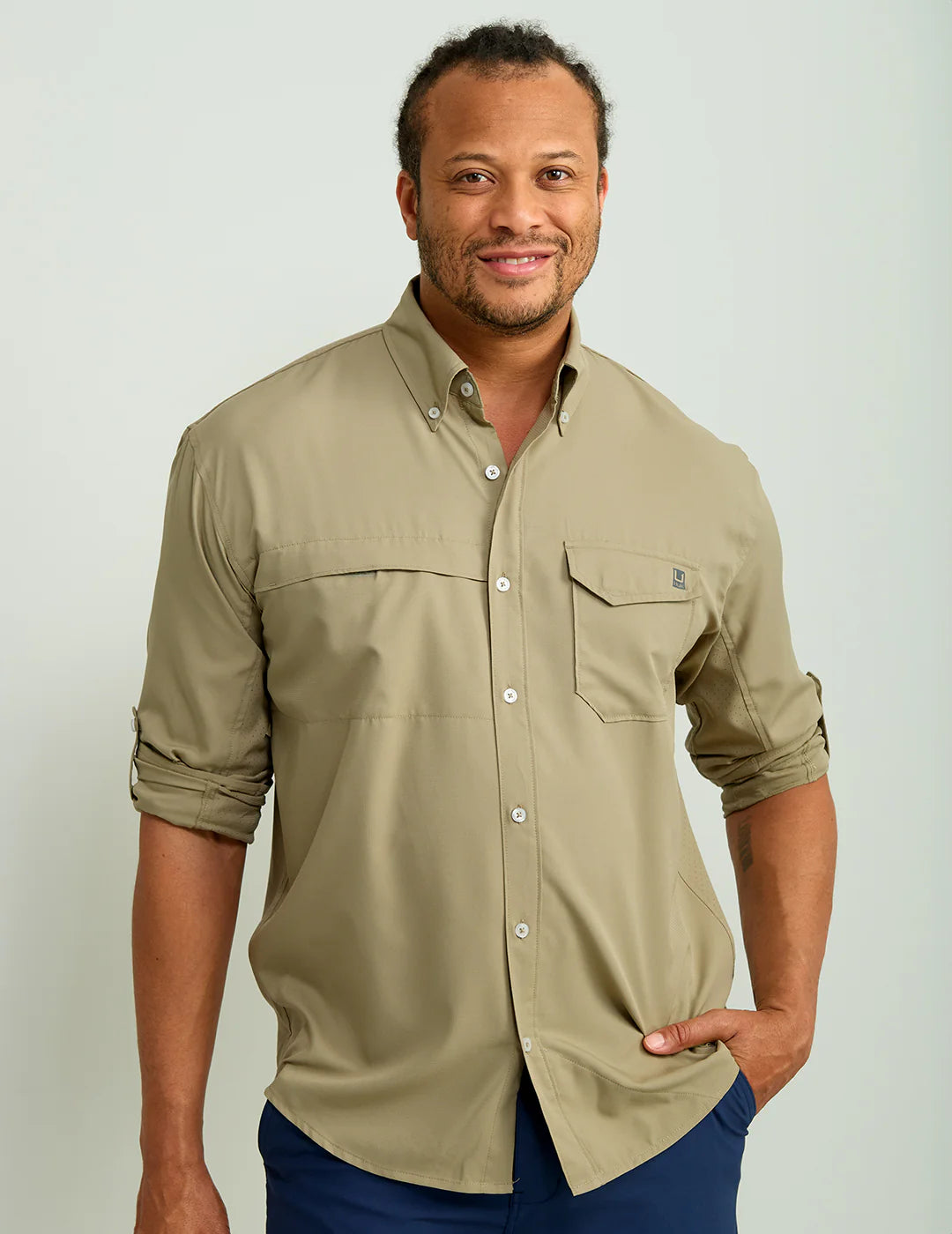 Huk | Tide Point Long Sleeve Button Down, Overland Trek