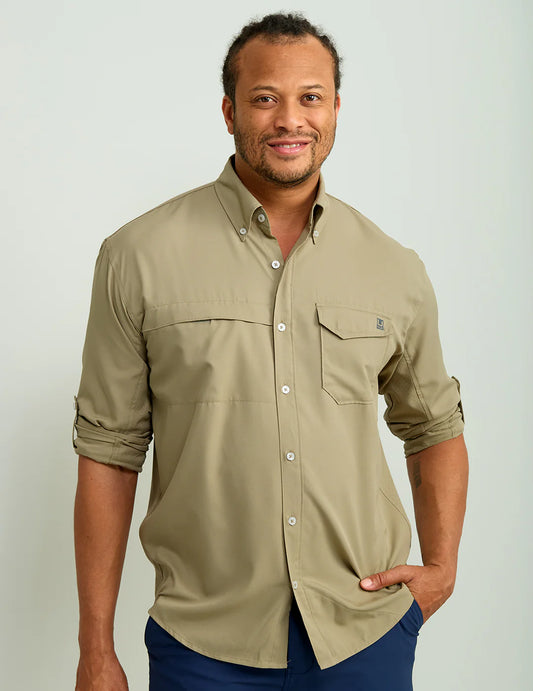 Huk | Tide Point Long Sleeve Button Down, Overland Trek