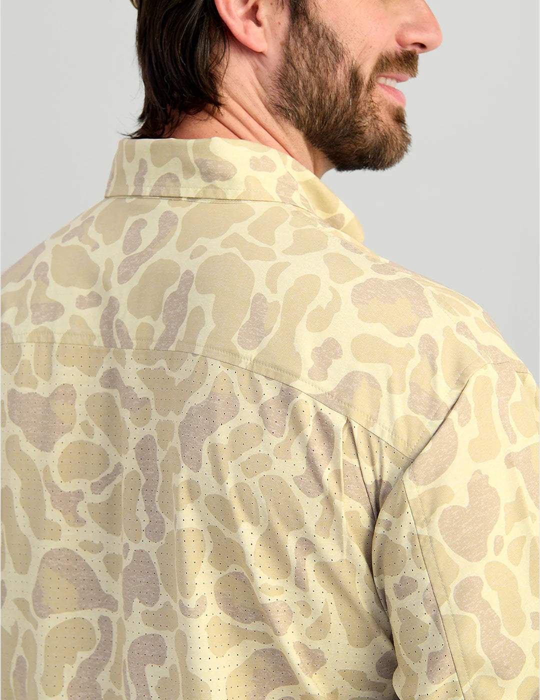 Huk | Tide Point Long Sleeve Button Down, Sand Camo