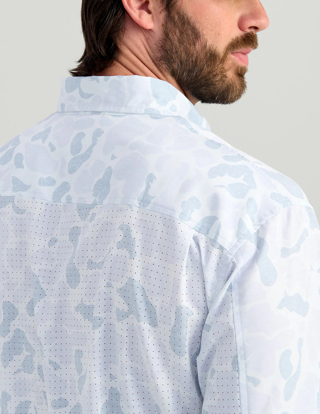 Huk | Tide Point Long Sleeve Button Down, Sky Camo