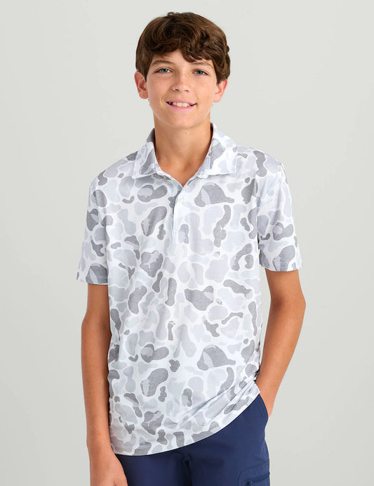 Huk | Youth - Pursuit Polo, White Camo