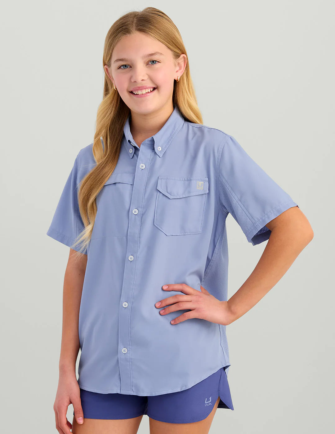 Huk | Youth - Tide Point Button Down, Lightening Sky