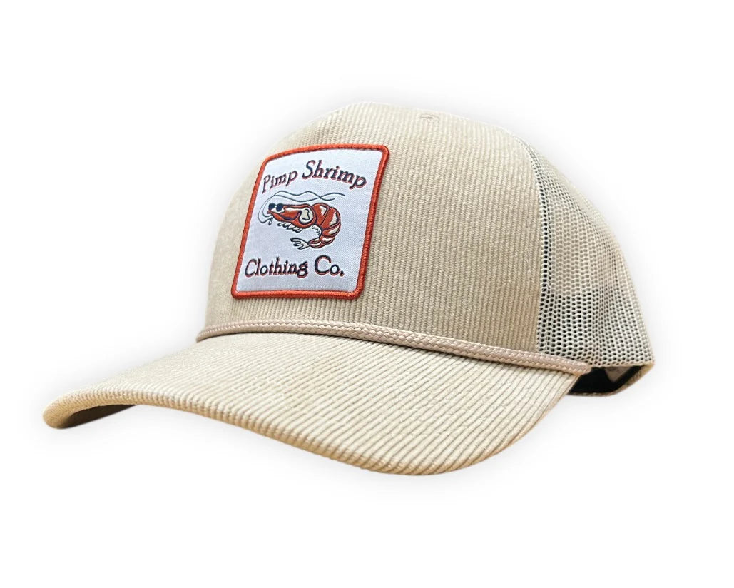Pimp Shrimp | Tan Corduroy Trucker Hat