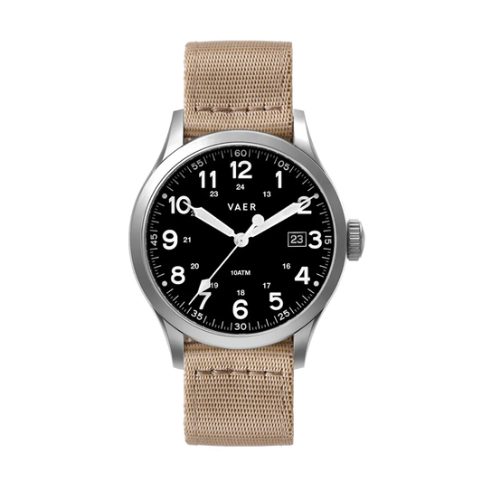 Vaer Watch, S5 Calendar Field Black - 40mm Quartz | Khaki