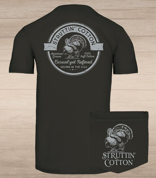 Struttin' Cotton | SC Vintage Logo Tee, Charcoal