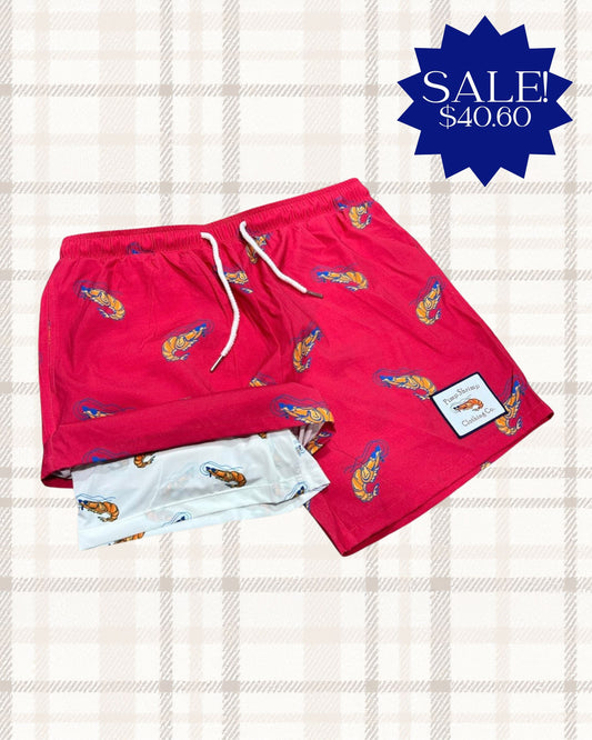 Pimp Shrimp | Swim Shorts, Crimson Shrimp