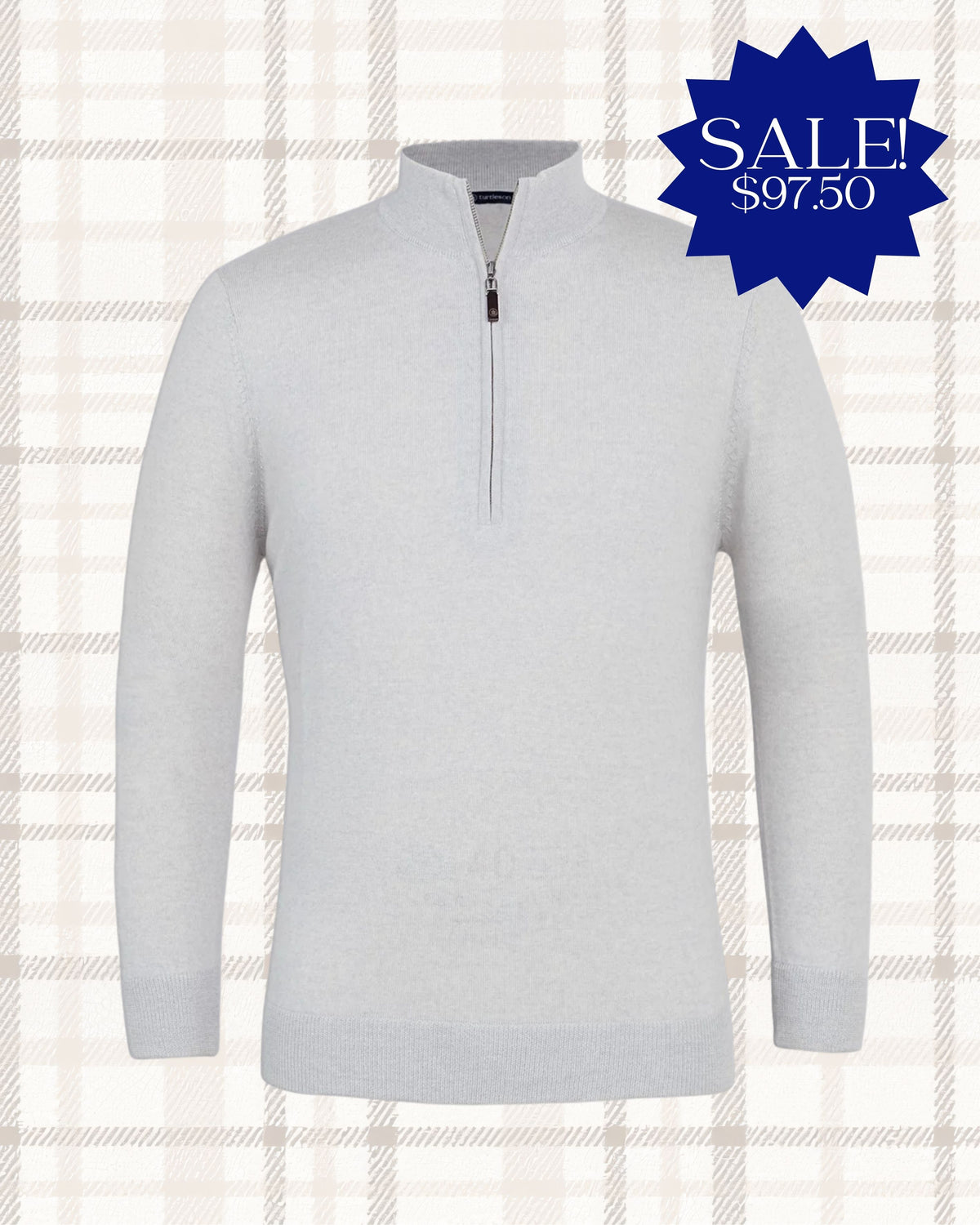 Turtleson-Marshall 1/4 Zip Sweater- Pearl Heather