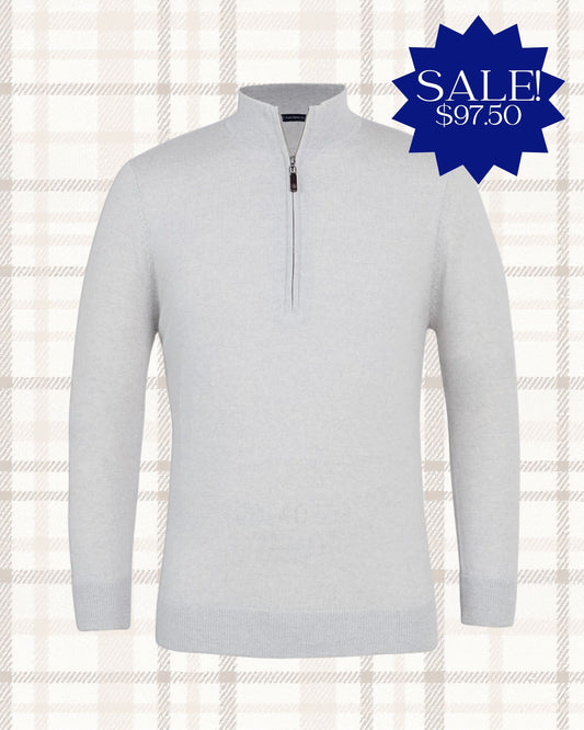 Turtleson-Marshall 1/4 Zip Sweater- Pearl Heather
