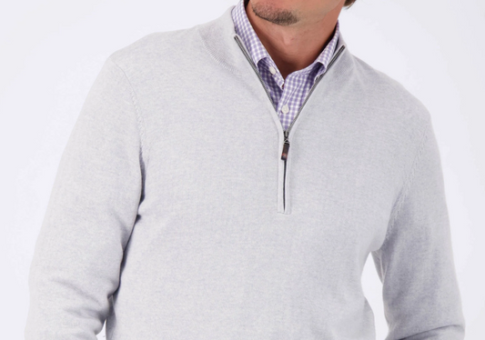 Turtleson-Marshall 1/4 Zip Sweater- Pearl Heather