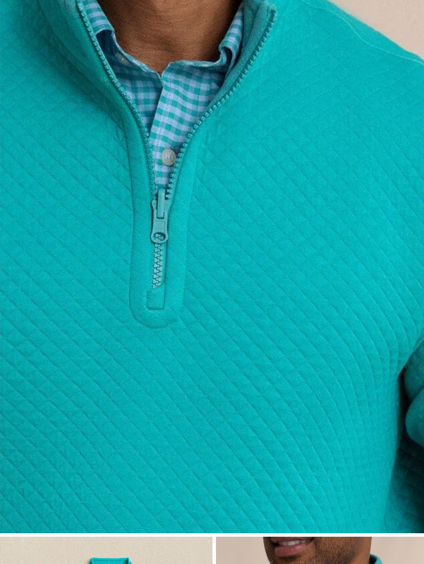Southern Tide-Oak Island Reversible Quarter Zip ( Spruce Shade)