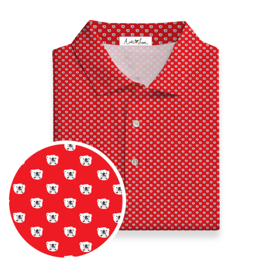 Autilove Red and White Bulldog Polo ADULT