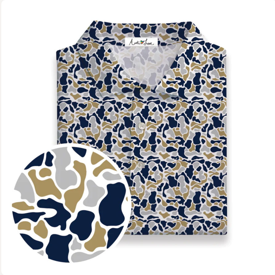 Autilove Navy,Gold,White and Grey Polo ADULT
