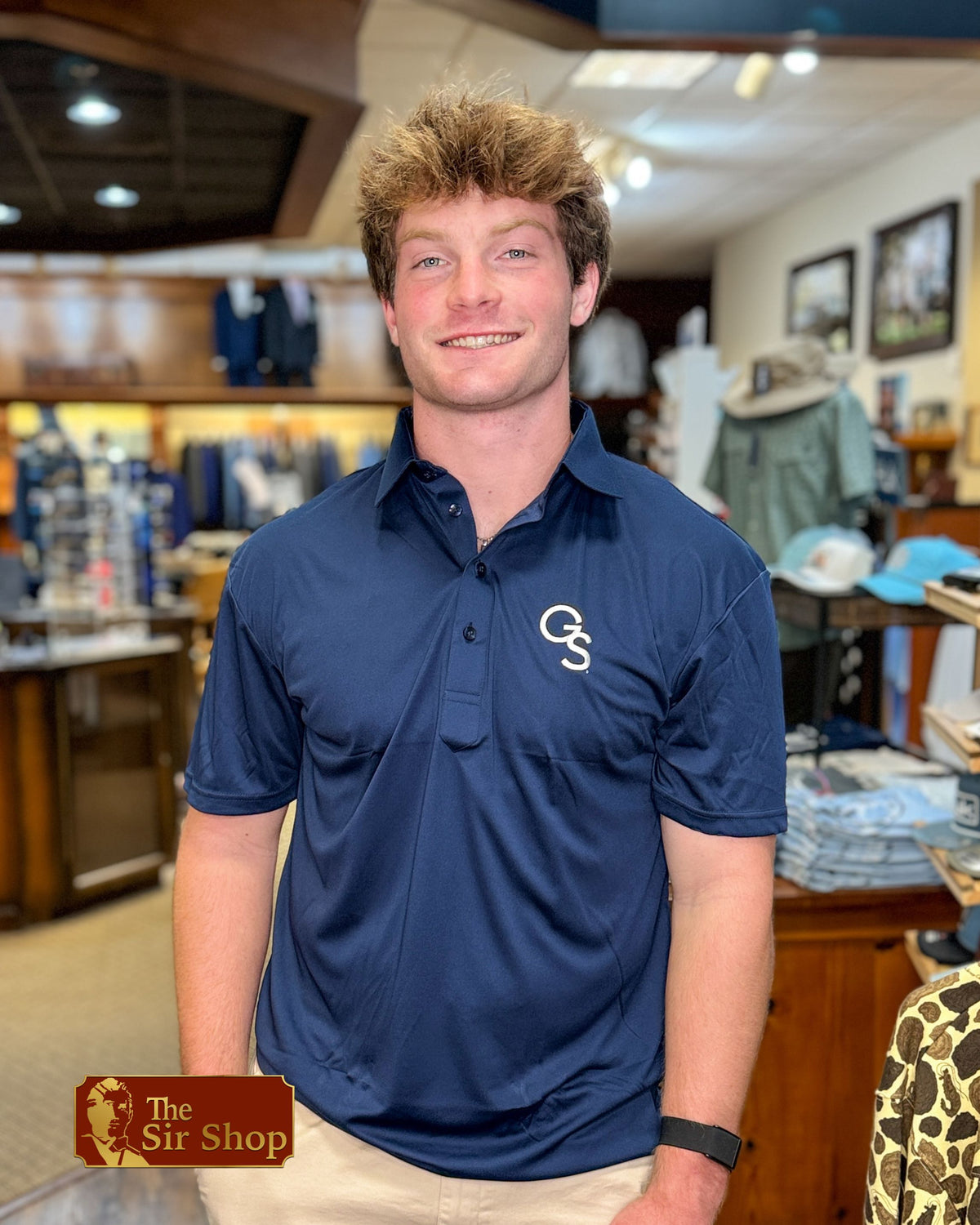 Collars & Co. | Georgia Southern Logo, Navy Polo - 4 Button
