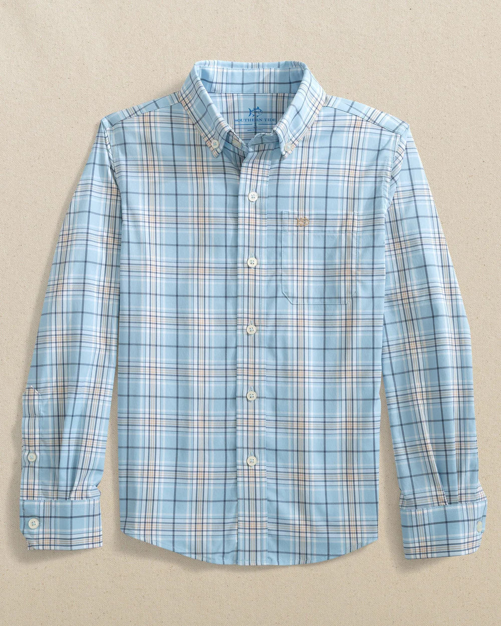 Boys Intercoastal Point Plaid Sportshirt | Cerulean