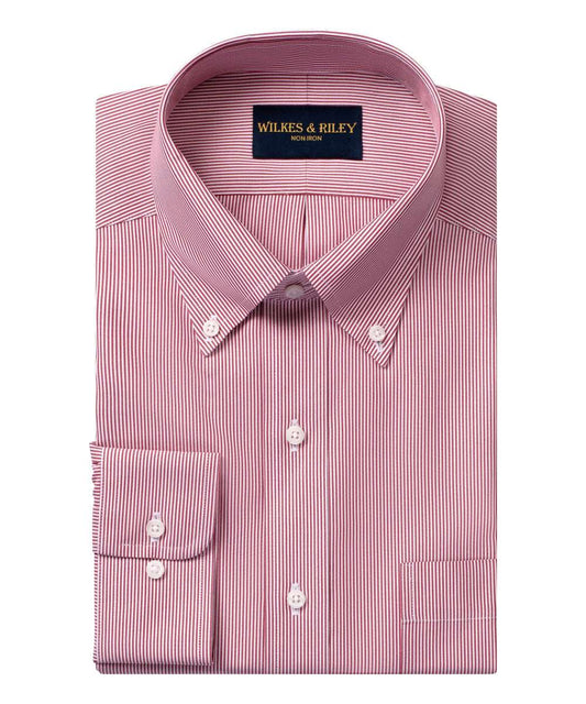 Tailored Fit Burgundy Fine Line Button-Down
