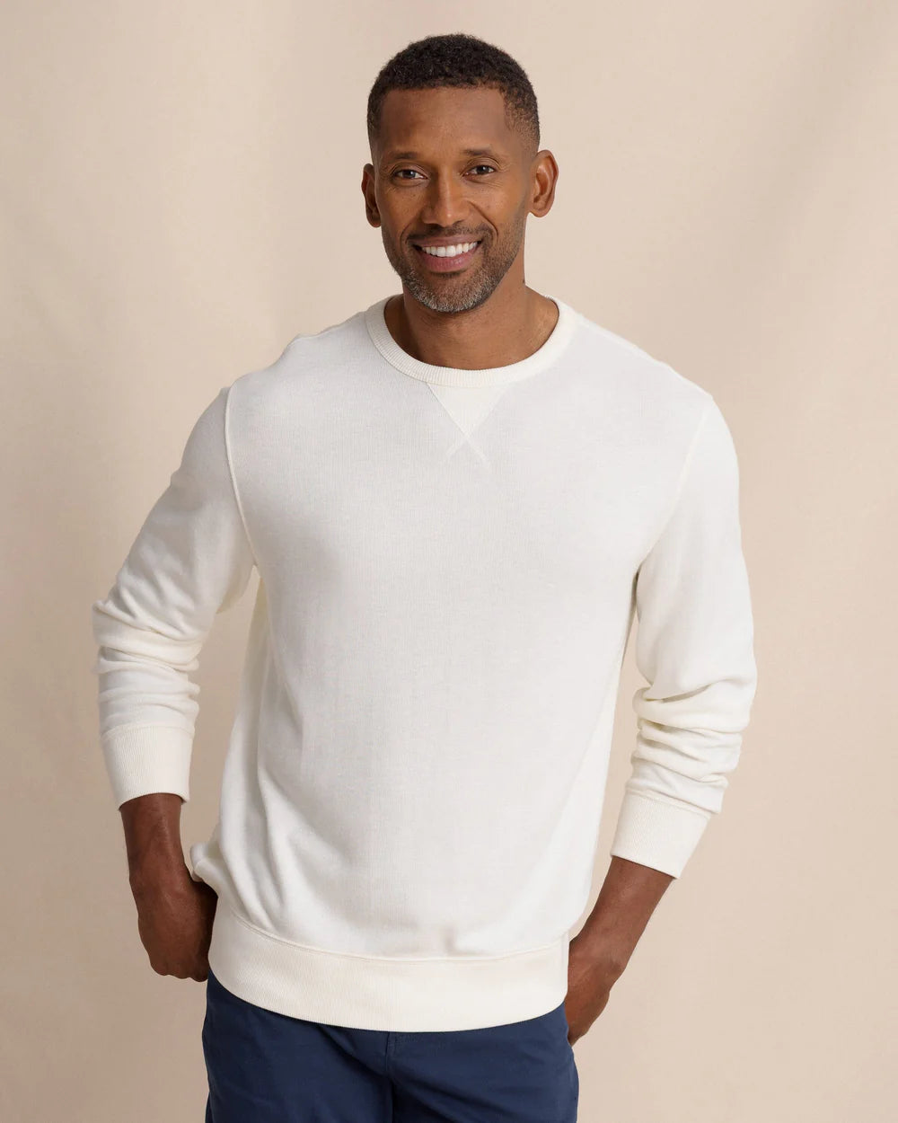 Long Sleeve East Bay Crew | Sand White