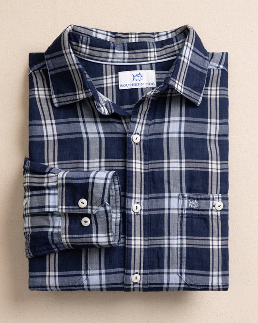 Somerset Plaid Heather Sportshirt | Heather Dress Blue