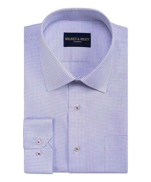 Tailored Fit Raspberry & Sky Micro Check