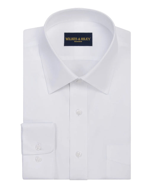 Wilkes & Riley | White Pinpoint Oxford Non-Iron Dress Shirt - Spread Collar